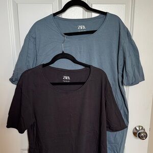 Zara Two-Pack Short Sleeve Tees - Slate Blue & Charcoal